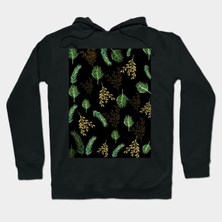 Black Festive Leaf Design for Christmas and Seasonal Holidays Hoodie